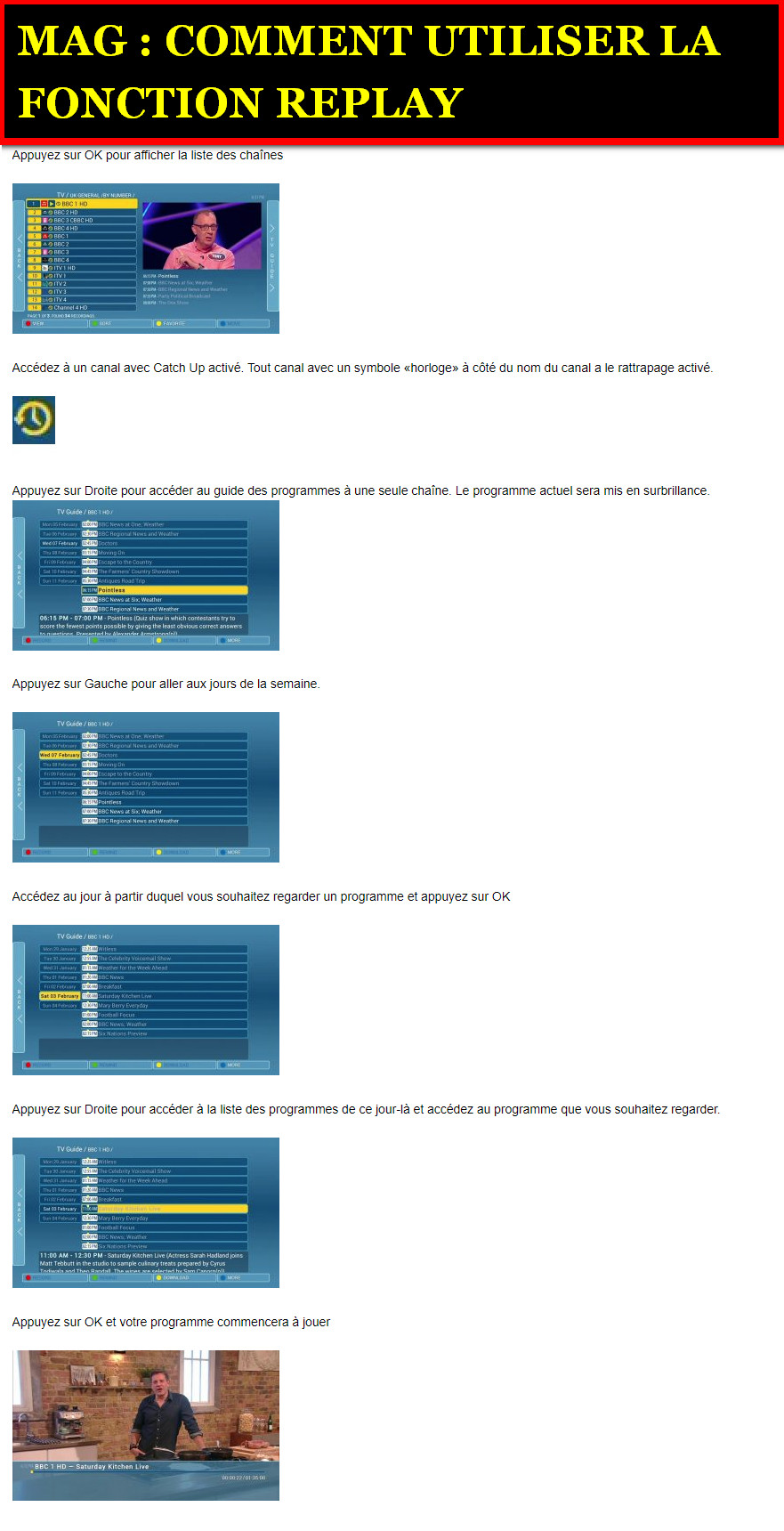 COMMENT UTILISER LA FONCTION REPLAY AVEC VOTRE MAG