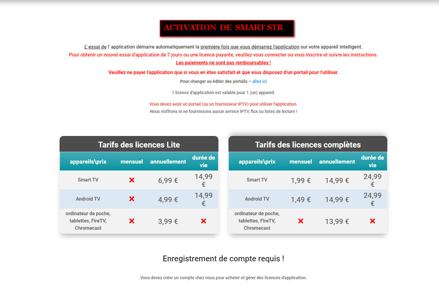 ACTIVATION DE SMART STB SOLUTION QUAND LIEN M3U NE FONCTIONNE PAS